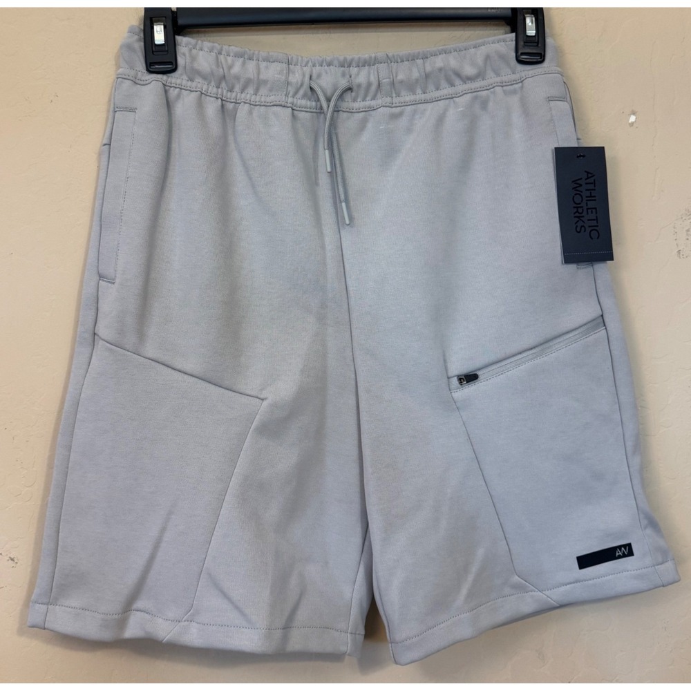 Athletic Works Shorts Boy XL 14-16 Soft Silver Active Knit Drawstring NEW